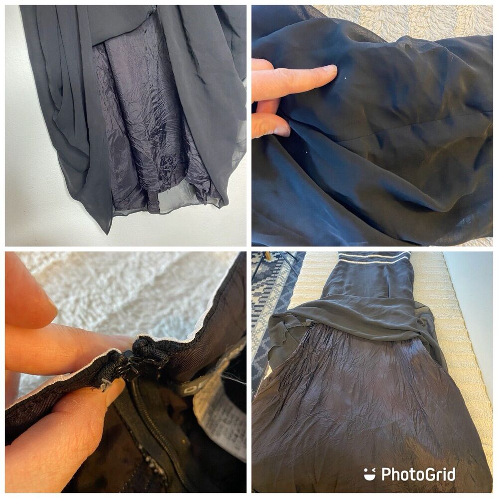 Y2K De Laru Black And White Spaghetti Strap Maxi‎ Dress Satin Trim Women’s 3/4 - Picture 8 of 9
